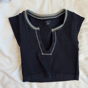 Black Ribbed Women's Top